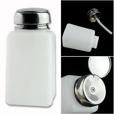 £4.46 • Buy 200ml Nail Polish Remover Press Bottle Alcohol Solvent Pump Dispenser White