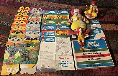 Lot 15 Vintage McDonald’s Travel Game~Ronald Bank~Happy Meal Boxes~1983 Calendar • $75