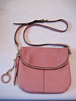 VINCE CAMUTO Pink Zip Leather Convertible Crossbody Clutch Purse • $45
