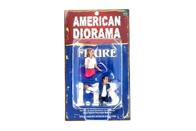 SEATED COUPLE II PINK BLUE MAN WOMAN AMERICAN DIORAMA 1:18 Scale FIGURE GUY LADY • $16.50