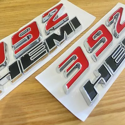 2X 392 HEMI Fender Side Emblem For Left & Right Badge Chrome Red Black 3D Decal • $37.99