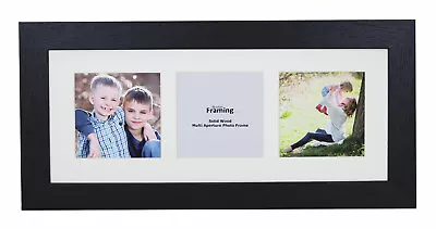 REAL WOOD Square Multi Aperture Photo Picture Frame Instagram Wide Collage 4x4 • £8.95