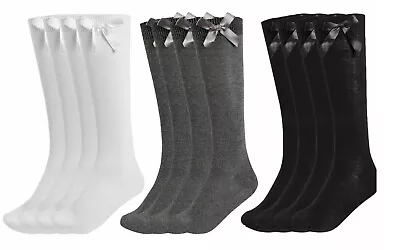 £12.99 • Buy 1, 3 , 6 PAIRS Ladies Girls Knee High Long School Socks With Bow Party Socks 
