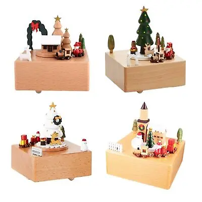 Wooden Music Box Castle Toy Melody Rotating Clockwork Ornament For Holiday • $58.54