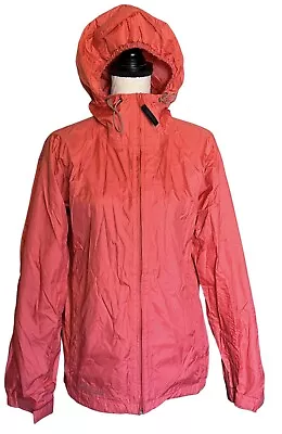 Columbia Womens Pink Rain Jacket Windbreaker Waterproof Hooded Nylon Vent Large • $24.96