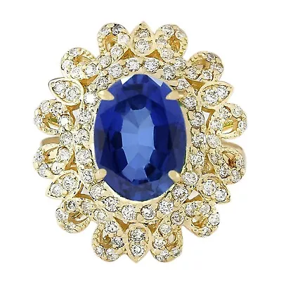 14KT Yellow Gold 1.90Ct 100% Natural Blue Tanzanite IGI Certified Diamond Ring • £825