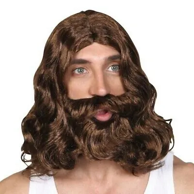 Jesus Christ Wig And Beard Bible Apostle Mustache Forrest Gump Adult Costume • $29.82