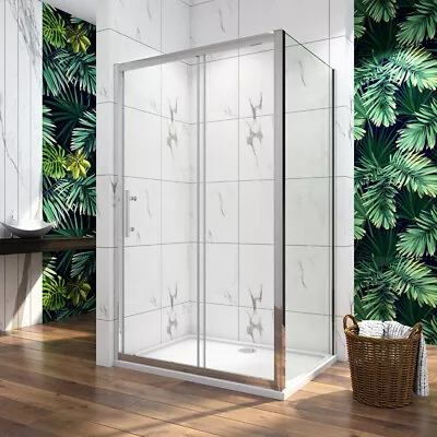 Sliding Door Shower Enclosure Walk In Wet Room 8 Mm Easy Clean Glass Stone Tray • £198