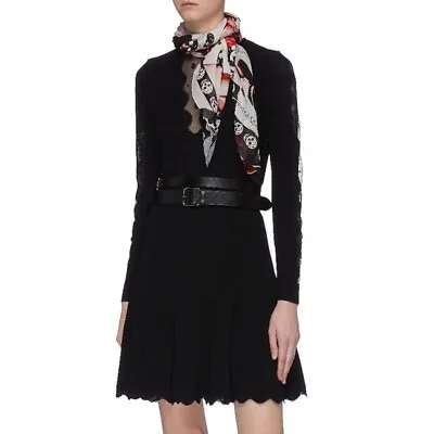 $262.44 • Buy NWT $400 Alexander McQueen Torn Roses White/Red/Black Scarf Sz 41 In X 47 In