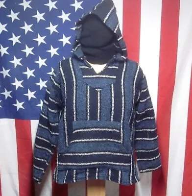 VERACRUZ Small Drug Rug Mexican Baja Hoodie W/ Large Pocket Beach Hippie • $19.95