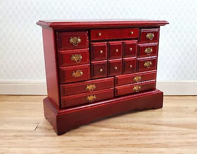 Dollhouse Dresser Chest 6 Opening Drawers 1:12 Scale Miniature Mahogany Finish • $23.99