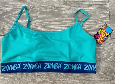 Zumba Dance Green Blue Strappy Sports Bra Fitness Gym Spaghetti CropTop • £8.50
