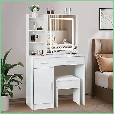 Dressing Table Vanity Set Makeup Desk With Touch Control Adjustable LED Lighted • £144.75