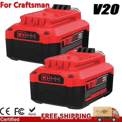 2)For Craftsman V20 Cordless Drill 6.0AH Lithium Battery CMCB204 CMCB206 CMCB201 • $45