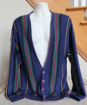 Vintage Chaps Ralph Lauren Color Cotton Cardigan Sweater Men M Biggie Cosby 90s • $48.90