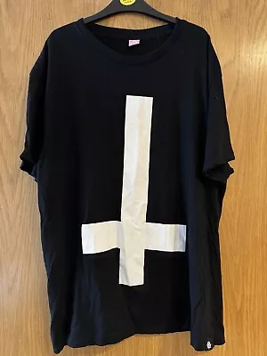 Men’s Abandon Ship Black Upside Down Cross T-Shirt XL - Goth - Alternative - Emo • £5