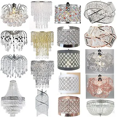 Modern Ceiling Light Shade Acrylic Crystal Droplet Chandeliers Pendant Lampshade • £3.90