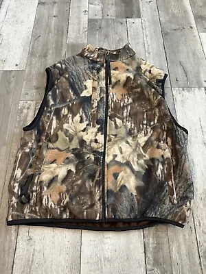 Cabelas Camo Fleece Full Zip Up Hunting Vest Mens Men’s Medium Camouflage • $28