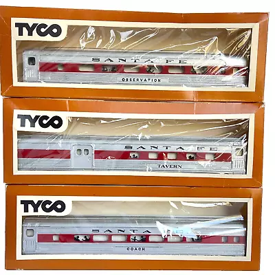 Tyco Vtg HO Three Santa Fe Passenger Cars Observation Tavern Coach Train • $69.99