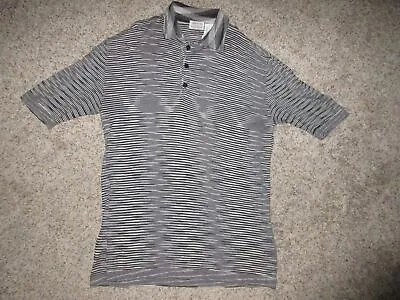 Missoni Made In Italy Collared Polo Shirt Men Sz Large Gray White Stripe Cotton • $69.99