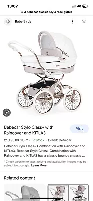 £600 • Buy Bebecar Stylo Prive Pram In Limited Edition Colour ROSE SHIMMER