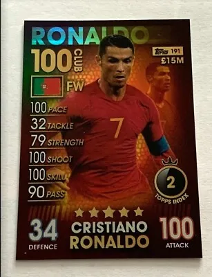 Ronaldo Football Card Cristiano Gold Limited Edition 2019 100 Club Match Attack • £9.99