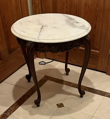 Victorian Style Marble Top Made In Italy Solid Wood Small End Table 22  • $499.99