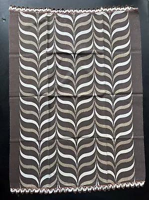 Vintage Linen Tea Towel MCM Abstract Brown W/Trim 21x27 • $12.99