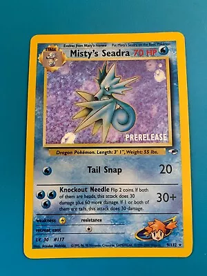 Prerelease Misty's Seadra 9/132 Gym Heroes Holo Rare Vintage Pokemon Card - NM • $10.50