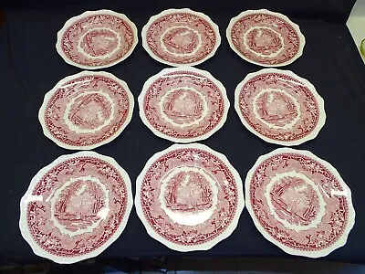 Mason's Vista 9 Salad Plates Red / Pink England 8  • $90