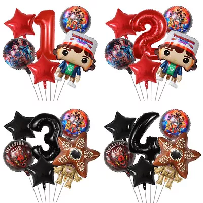 6pcs Stranger Things Foil Balloon Set 32inch Age Number Star Foil Balloons Set • £9.99