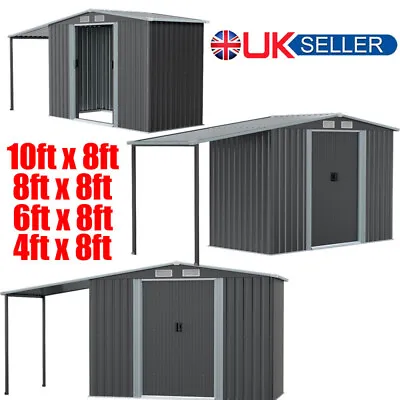 10''x8'' 8x8 8x6ft Storage Shed Outdoor Garden Utility Tool House & Side Shelter • £299.95