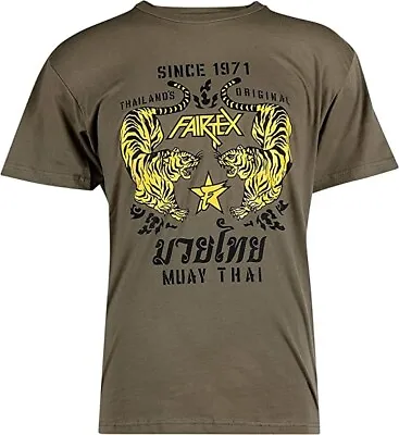 Fairtex Mens Women Kids Shirt Muay Thai MMA Twin Tiger T-Shirt Army (X-Large) • $22