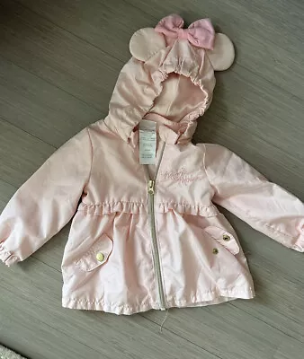 Disney Girl Minnie Mouse Hooded Rain Jacket With Ears And Bow Pink • $10