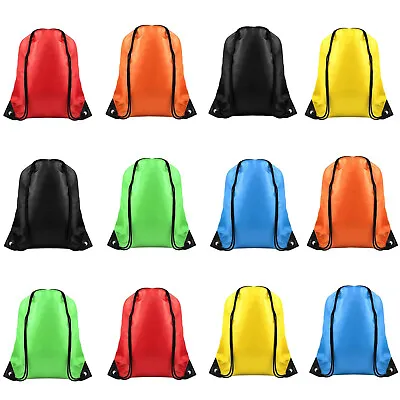 1-12pc Drawstring Backpack Bulk Sport Drawstring Bag Gym Cinch Bag DrawstringBag • $9.98