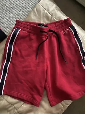 HOLLISTER Mens Boys Jersey Shorts Size X Small RED With Pockets • £5