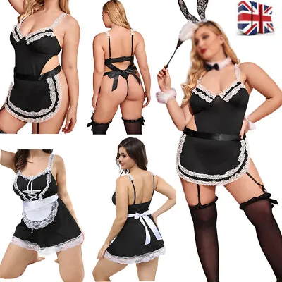 £15.49 • Buy Women Sexy French Maid Adult Cosplay Uniform Fancy Lace Up Dress Costume Outfit