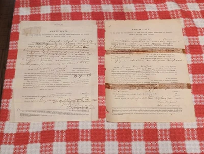 $85 • Buy Lot Of 2 Civil War Discharge Pay Certificate Papers New York & Ohio