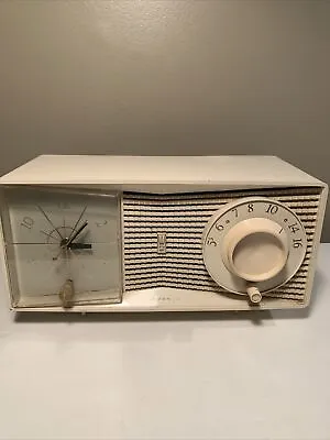 1962 Motorola Vintage Tube Clock Radio - Model C21- MCM - Ivory Gold - WORKS! • $99