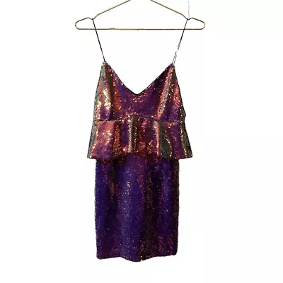 Zara Basic Multicolor Sequin Peplum Dress Size MED • $55