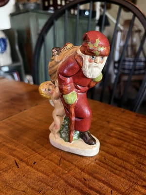 $124 • Buy Vaillancourt Figurine Father Christmas W/ Cherub Holding Sack VFA 507 1989 #1980