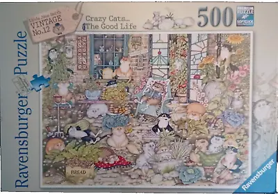 Ravensburger - 500 Piece - Crazy Cats The Good Life- Jigsaw Linda Jane Smith NIB • $16