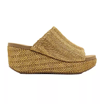 Volatile Canteen Wedge  Womens Gold Casual Sandals PV1013-715 • $69.99