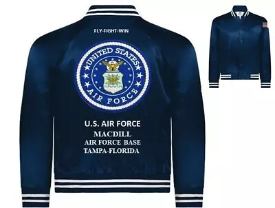 Macdill Air Force Base*tampa-florida*usaf *embroidered Satin Jacket(back Only) • $179.95