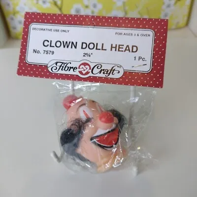 Vintage Fibre Craft Vinyl Clown Doll Head Halloween Doll Making New & Sealed • £12.99