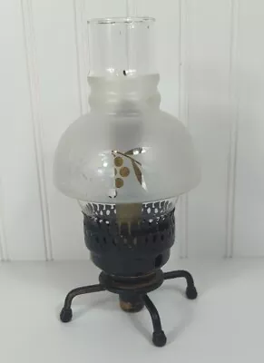 Brass Candle Holder Campain Light Lamp Etched Floral Chimney 9.5  Adjustable VTG • $47