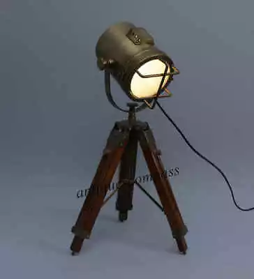 AntiqueTable Lamp Searchlight  Finish Mini Small Desk Vintage Spot Light Tripod • $89.10