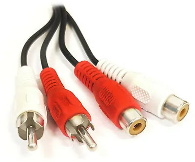 £4.99 • Buy Twin Phono Extension Cable Dual RCA Plug To Socket 1m 2m 5m 10m