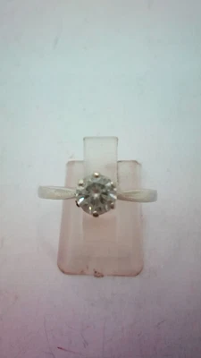 £249 • Buy Hallmarked 9 Ct White Gold & Solitaire 0.50 Ct Diamond Ring Size Q.   (D)