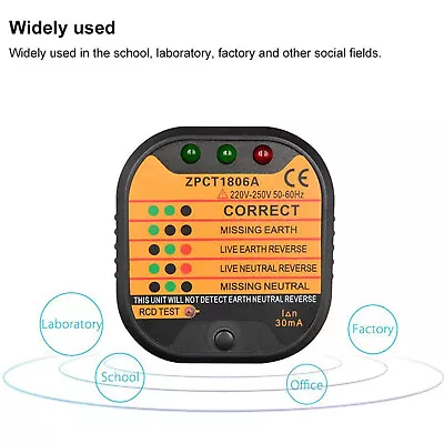 UK Socket Tester AC 220-250V Test Plug In Socket Safe Fault Earth Live Neutral • £9.69